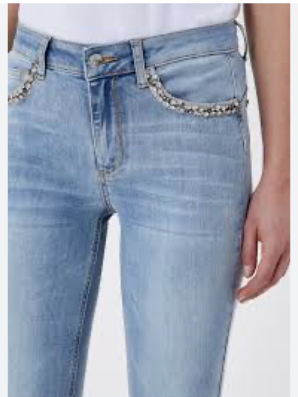 Liu Jo Light Blue Skinny Jeans  stretch Rhinestone  pockets Jeans Sz27 NWT